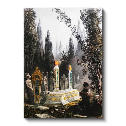 Osmanlı Mezarlığı - Selvi Ağaçları Arasında Türbe Kanvas Tablo