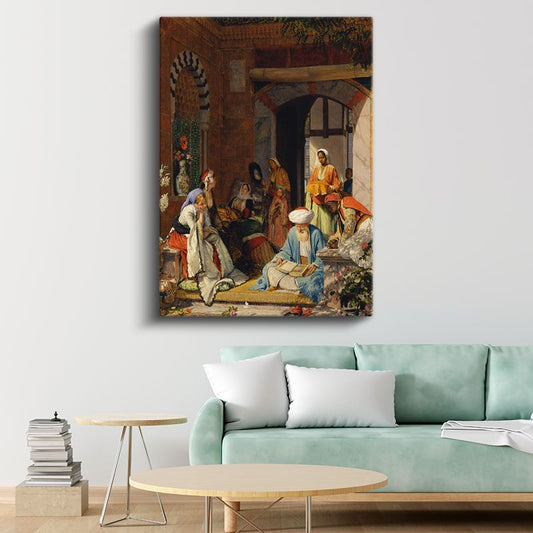 Osman Hamdi Bey - Cami Avlusu Kanvas Tablo