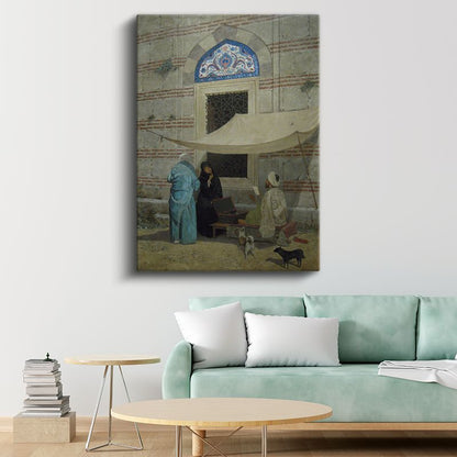 Osmanlı Yaşamı - Cami Önünde Satıcılar Kanvas Tablo