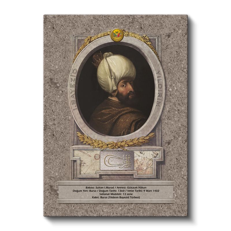 Osmanlı Padişahları - Sultan I. Murad Han Portresi Kanvas Tablo