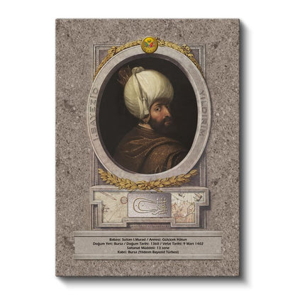 Osmanlı Padişahları - Sultan I. Murad Han Portresi Kanvas Tablo