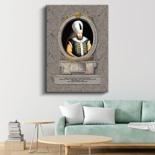 Osmanlı Padişahları - Sultan III. Mehmed Han Portresi Kanvas Tablo