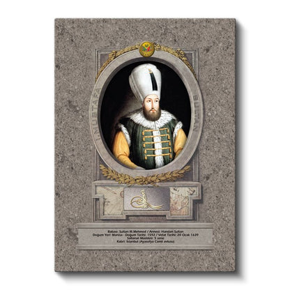Osmanlı Padişahları - Sultan III. Mehmed Han Portresi Kanvas Tablo