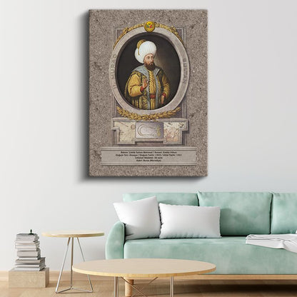 Osmanlı Padişahları - Çelebi Sultan Mehmed Portresi Kanvas Tablo