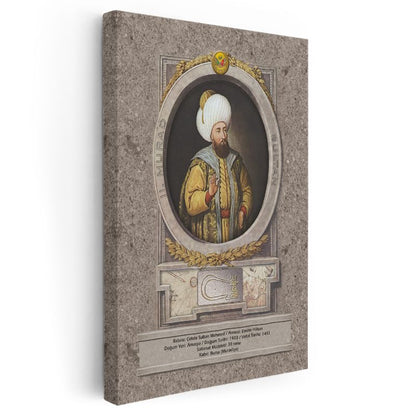 Osmanlı Padişahları - Çelebi Sultan Mehmed Portresi Kanvas Tablo