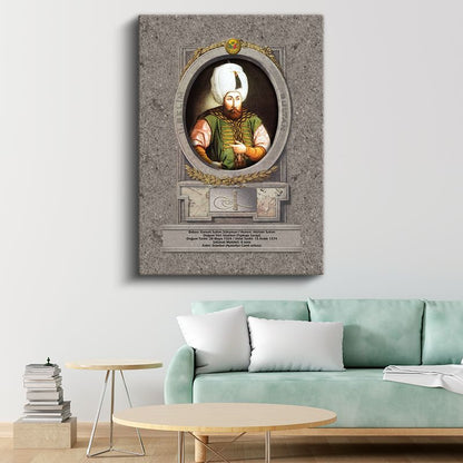 Osmanlı Padişahları - Kanuni Sultan Süleyman Portresi Kanvas Tablo