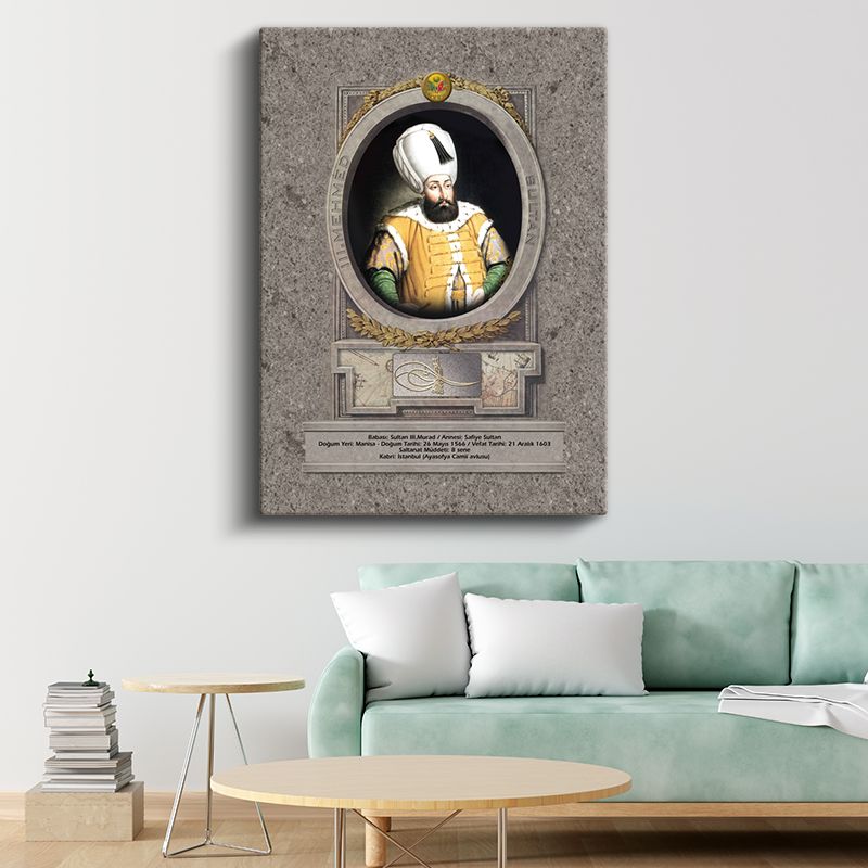 Osmanlı Padişahları - Sultan III. Murad Portresi Kanvas Tablo