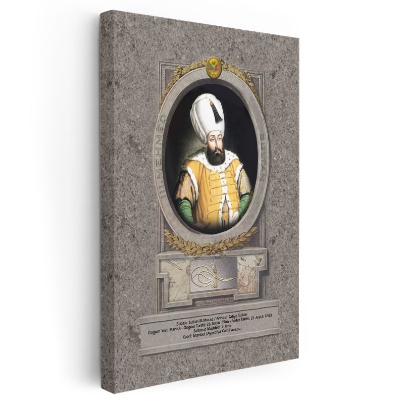 Osmanlı Padişahları - Sultan III. Murad Portresi Kanvas Tablo