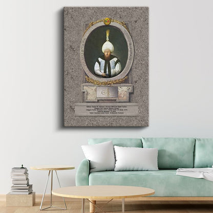 Osmanlı Padişahları - Sultan III. Ahmed Portresi Kanvas Tablo