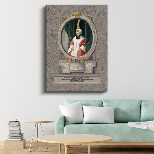 Osmanlı Padişahları - Sultan III. Mustafa Portresi Kanvas Tablo