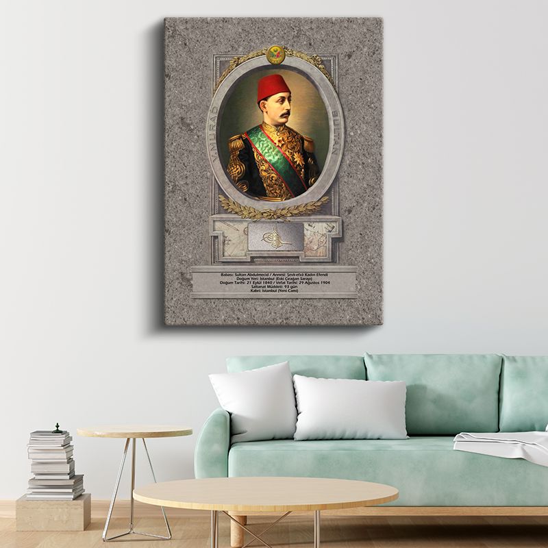 Osmanlı Padişahları - Sultan V. Murad Portresi Kanvas Tablo