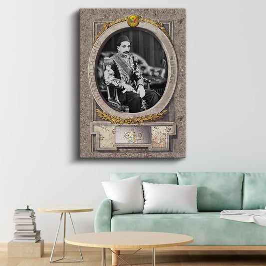Osmanlı Padişahları - Sultan V. Mehmed Reşad Portresi Kanvas Tablo