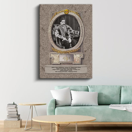 Osmanlı Padişahları - Sultan V. Mehmed Reşad Resmi Kanvas Tablo