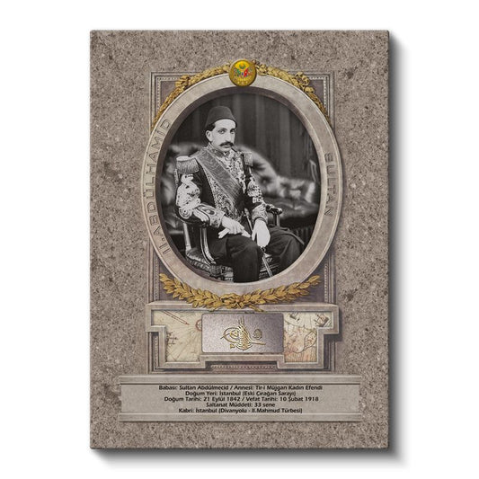 Osmanlı Padişahları - Sultan V. Mehmed Reşad Resmi Kanvas Tablo