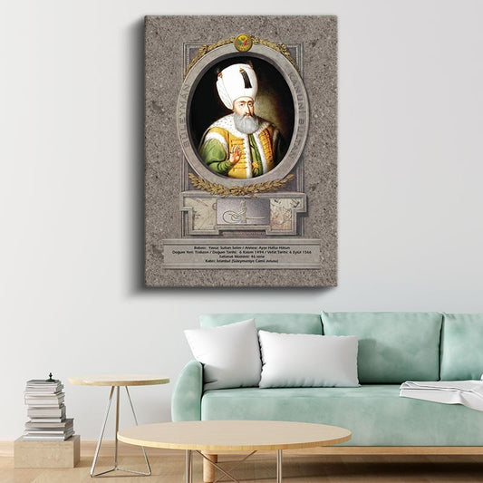 Osmanlı Padişahları - Yavuz Sultan Selim Halifeliği Osmanlı'ya Getiren Padişah Kanvas Tablo