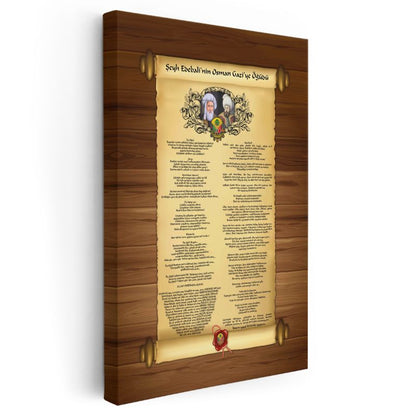 Şeyh Edebali'nin Osman Gazi'ye Öğüdü - Tarihi Belge Kanvas Tablo