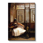 Dikey Kanvas Tablo Ahşap Kafesli Oda ve Nargile Osmanlı Tablosu Ev Ofis Duvar Dekoru