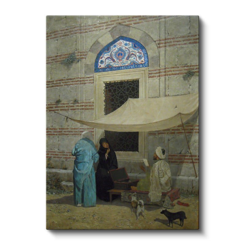 Dikey Kanvas Tablo Cami Duvarı Önünde Arzuhalci Osmanlı Tablosu Ev Ofis Duvar Dekoru