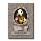 Dikey Kanvas Tablo İkinci Selim Han Padişah Portresi Osmanlı Tablosu Ev Ofis Duvar Dekoru