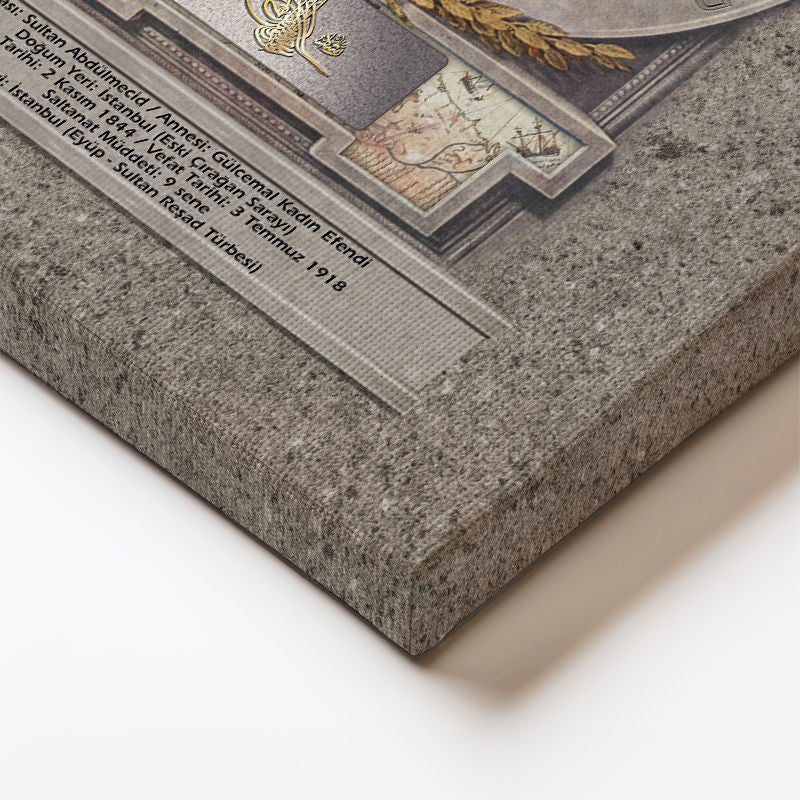 Dikey Kanvas Tablo Sultan Mehmed Reşad Portresi Osmanlı Tablosu Ev Ofis Duvar Dekoru