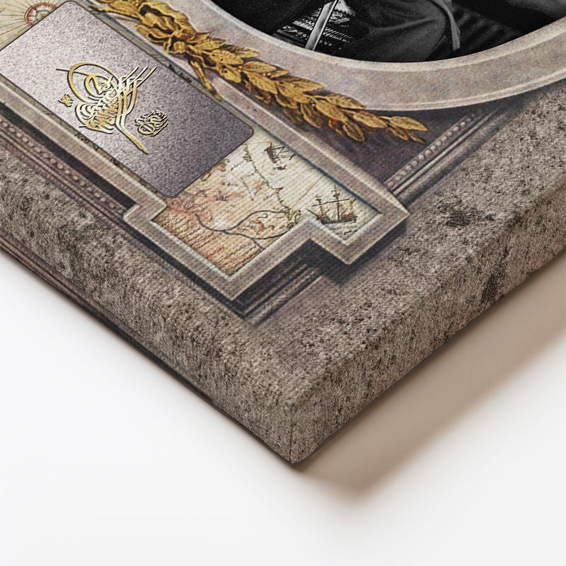 Dikey Kanvas Tablo Sultan II Abdülhamid Klasik Portre Osmanlı Tablosu Ev Ofis Duvar Dekoru