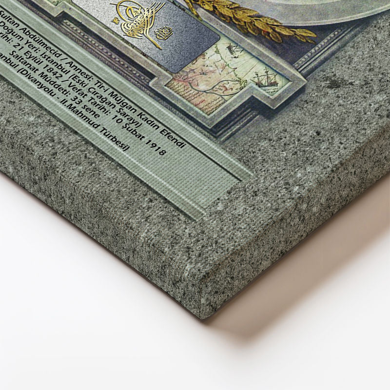 Dikey Kanvas Tablo Sultan II Abdülhamid Taht Portresi Osmanlı Tablosu Ev Ofis Duvar Dekoru