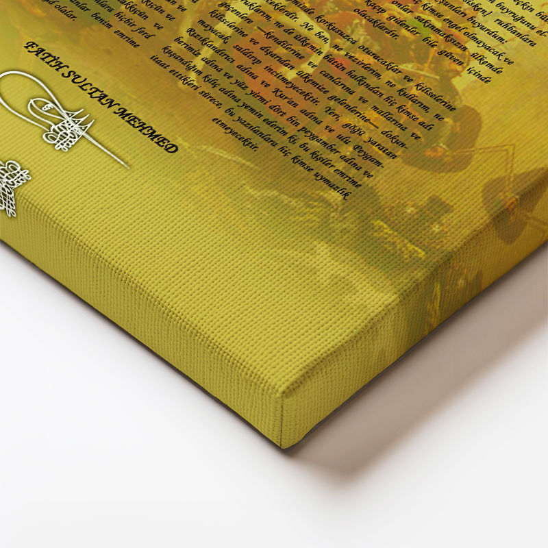 Dikey Kanvas Tablo Bosna Fermanı Belgesi Osmanlı Tablosu Ev Ofis Duvar Dekoru