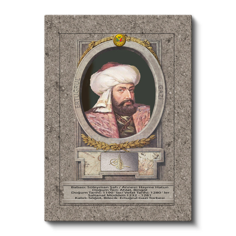 Dikey Kanvas Tablo Ertuğrul Gazi Portresi Osmanlı Tablosu Ev Ofis Duvar Dekoru
