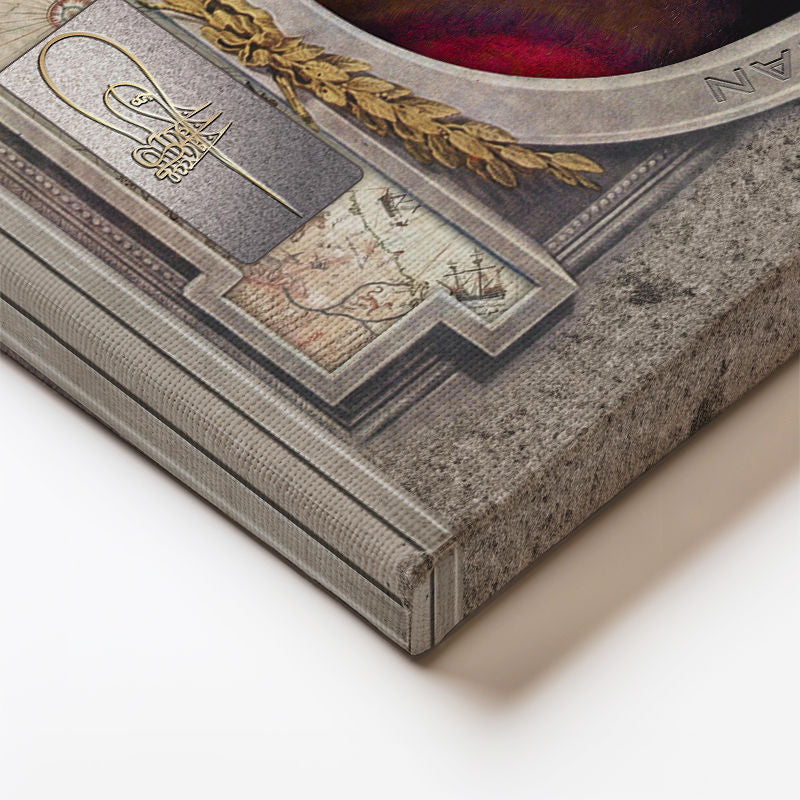 Dikey Kanvas Tablo Fatih Sultan Mehmed Profil Portresi Osmanlı Tablosu Ev Ofis Duvar Dekoru