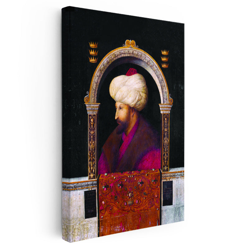 Dikey Kanvas Tablo Fatih Sultan Mehmed Kemerli Kompozisyon Osmanlı Tablosu Ev Ofis Duvar Dekoru