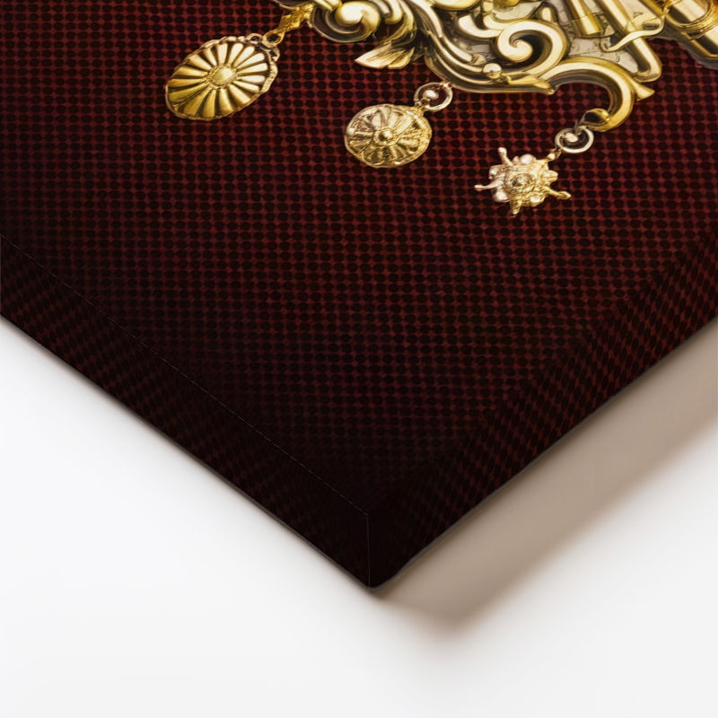 Dikey Kanvas Tablo Altın Görünümlü Devlet-i Aliyye Arması Osmanlı Tablosu Ev Ofis Duvar Dekoru