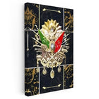 Dikey Kanvas Tablo Altın Motifli Osmanlı Arması Osmanlı Tablosu Ev Ofis Duvar Dekoru