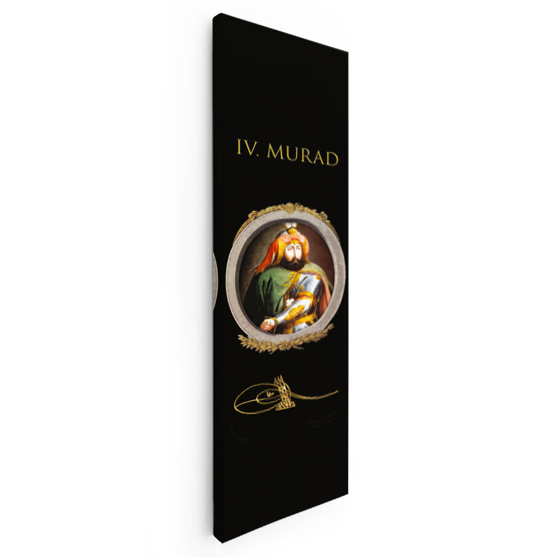 Dikey Panoramik Kanvas Tablo Sultan IV Murad Portresi Osmanlı Tablosu Ev Ofis Duvar Dekoru