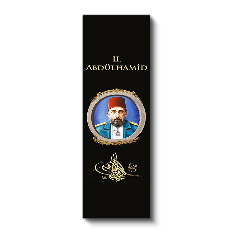 Dikey Panoramik Kanvas Tablo Sultan II Abdülhamid Portresi Osmanlı Tablosu Ev Ofis Duvar Dekoru