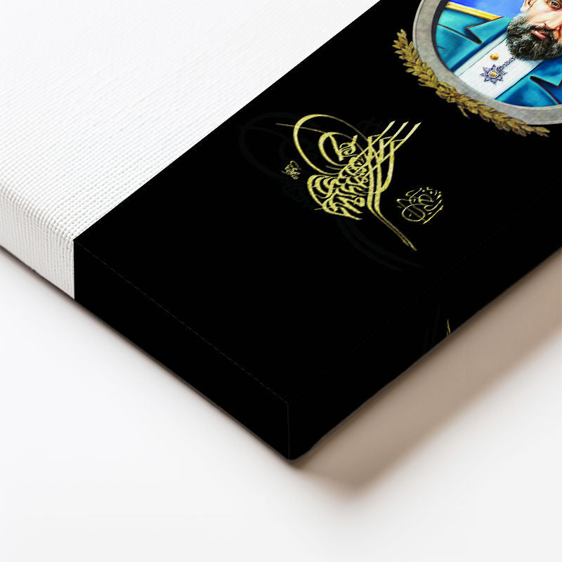 Dikey Panoramik Kanvas Tablo Sultan II Abdülhamid Portresi Osmanlı Tablosu Ev Ofis Duvar Dekoru