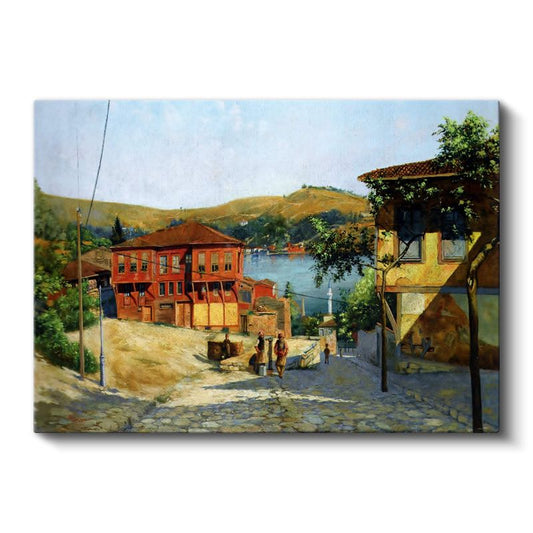 Eski İstanbul - Boğaz Kıyısında Osmanlı Evleri Kanvas Tablo