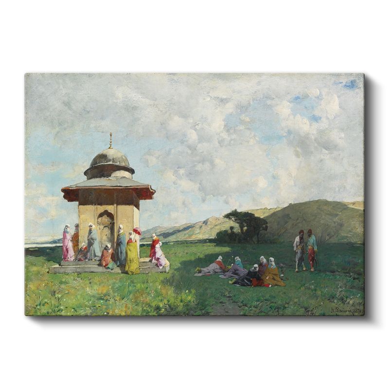 Osmanlı Yaşamı - Çeşme Başında Toplanan İnsanlar Kanvas Tablo