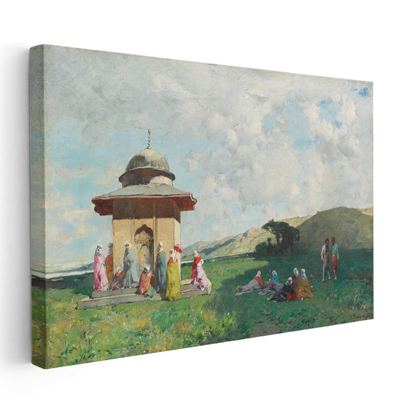 Osmanlı Yaşamı - Çeşme Başında Toplanan İnsanlar Kanvas Tablo