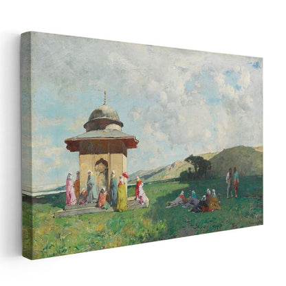 Osmanlı Yaşamı - Çeşme Başında Toplanan İnsanlar Kanvas Tablo