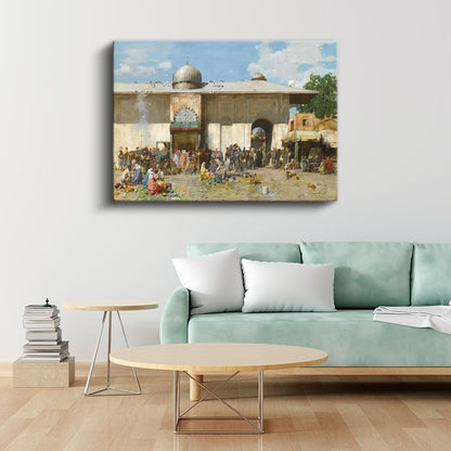 Osmanlı Pazarı - Cami Avlusunda Kurulan Pazar Kanvas Tablo