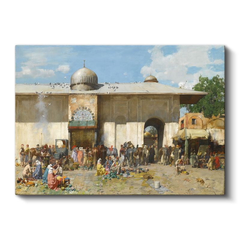 Osmanlı Pazarı - Cami Avlusunda Kurulan Pazar Kanvas Tablo