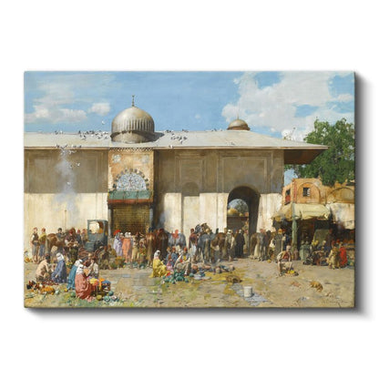 Osmanlı Pazarı - Cami Avlusunda Kurulan Pazar Kanvas Tablo