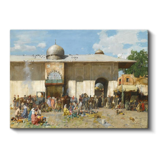 Osmanlı Pazarı - Cami Avlusunda Kurulan Pazar Kanvas Tablo