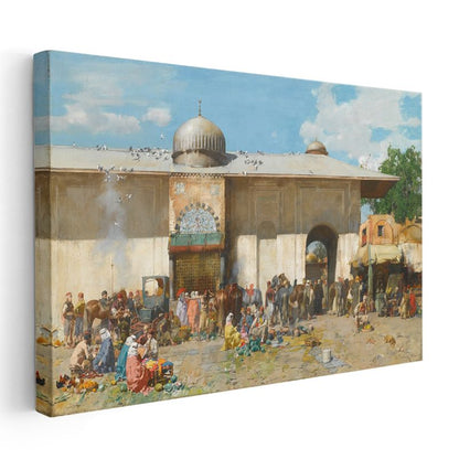 Osmanlı Pazarı - Cami Avlusunda Kurulan Pazar Kanvas Tablo