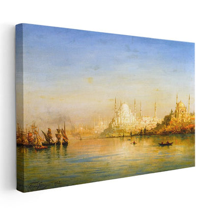 İstanbul Silueti - Altın Boynuz ve Cami Manzarası Kanvas Tablo