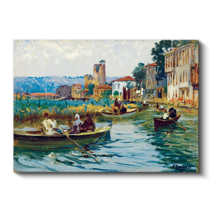 Boğaziçi Manzarası - Kayıklarla Yolculuk Kanvas Tablo