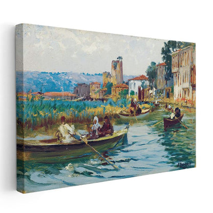 Boğaziçi Manzarası - Kayıklarla Yolculuk Kanvas Tablo