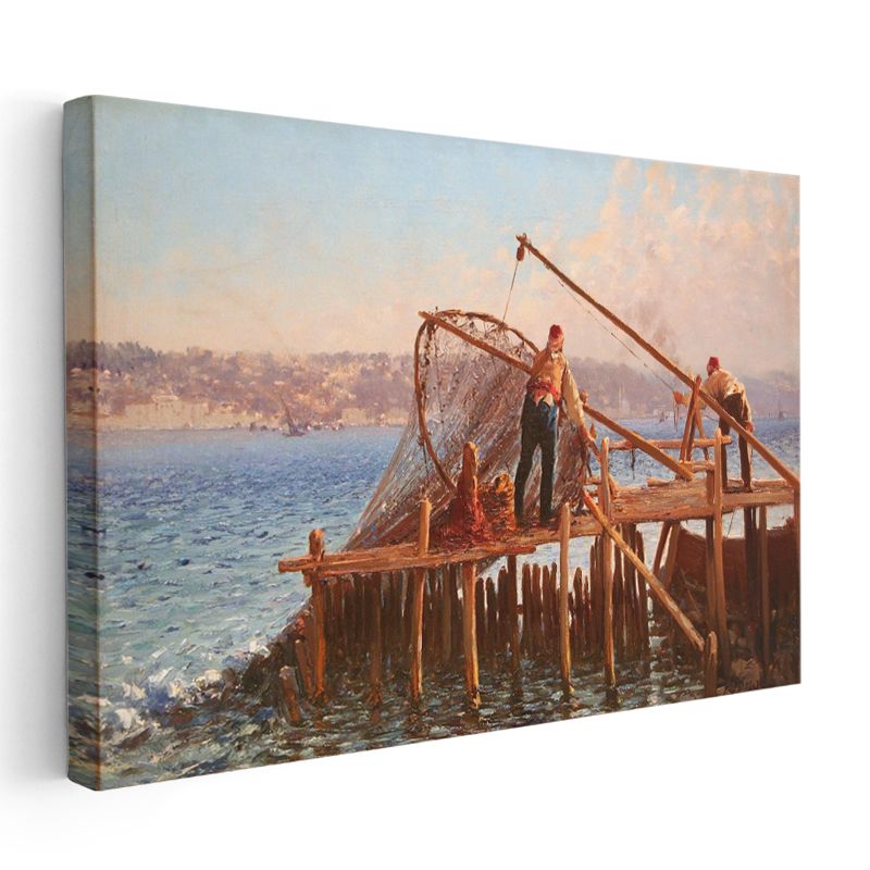 Balıkçı İskelesi - Ağ Çeken Balıkçılar Kanvas Tablo