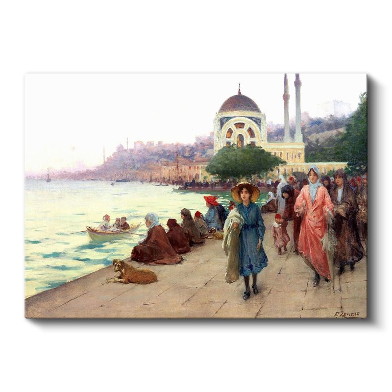 Ortaköy Sahili - Gezinti Yapan Hanımlar Kanvas Tablo