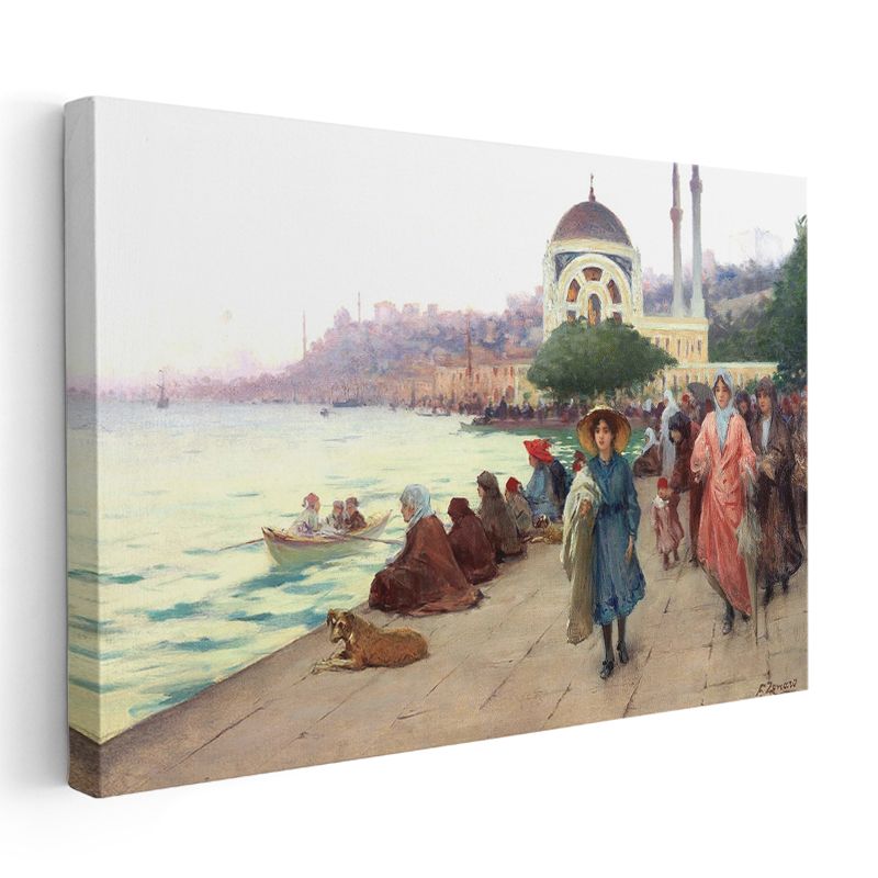 Ortaköy Sahili - Gezinti Yapan Hanımlar Kanvas Tablo